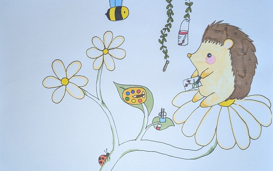 Creatieve Egelvriendjes egel tekening kleurplaat egels bloem kleuren voorbeeld